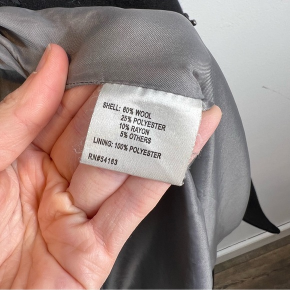 Calvin Klein Black Long Belted Wool Blend Coat - Picture 11 of 11